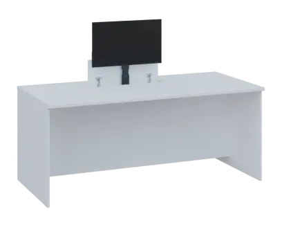 PLVM 18 - 18 stůl kancelářský s výsuvem (1x) monitoru, dřevěná podnož, deska 18 mm, široký 1800 mm, bílá